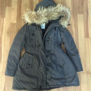Moncler dark grey fur jacket